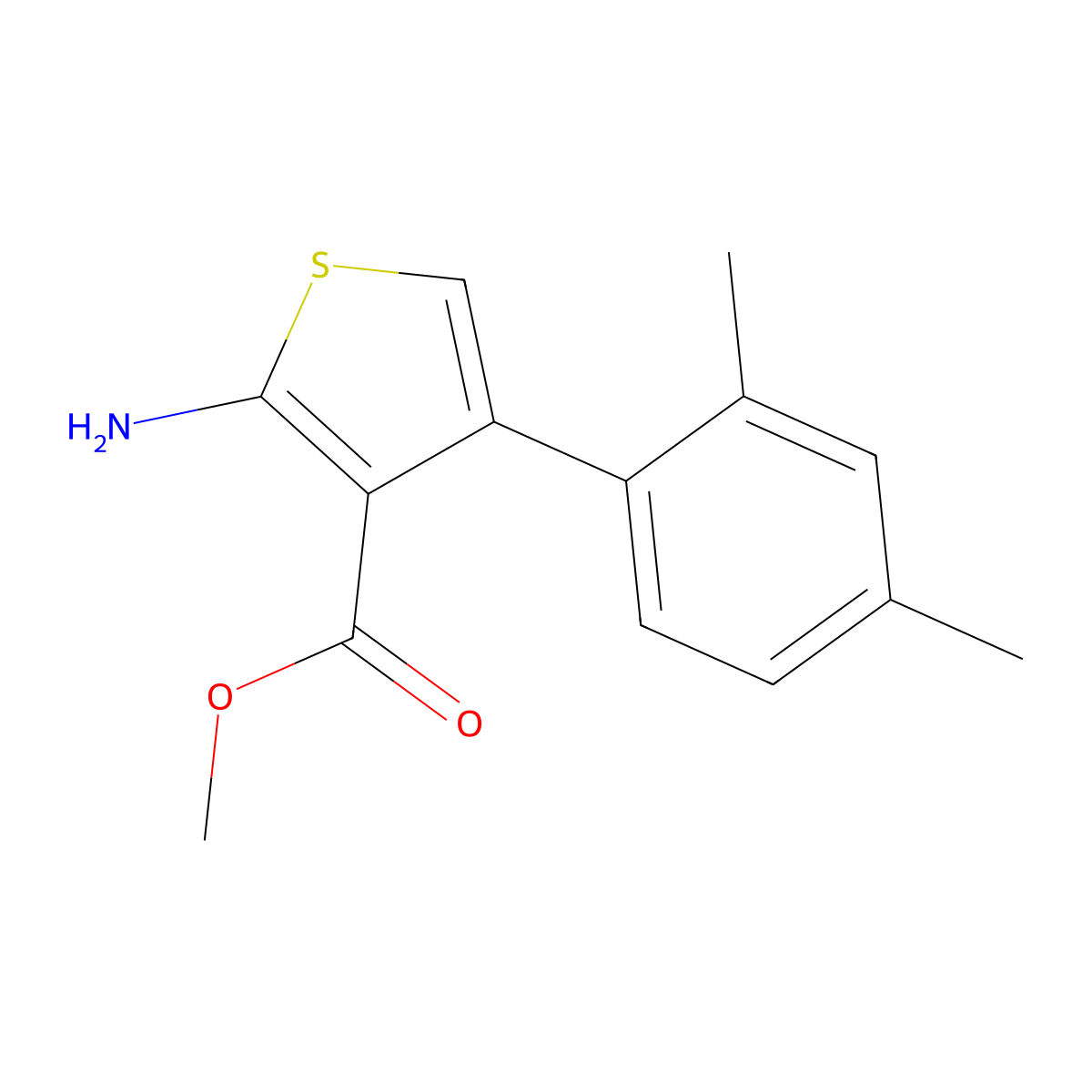 Methyl 2-amino-4-(2,4-dimethylphenyl)thiophene-3-carboxylate molecular structure, CAS 350997-13-6