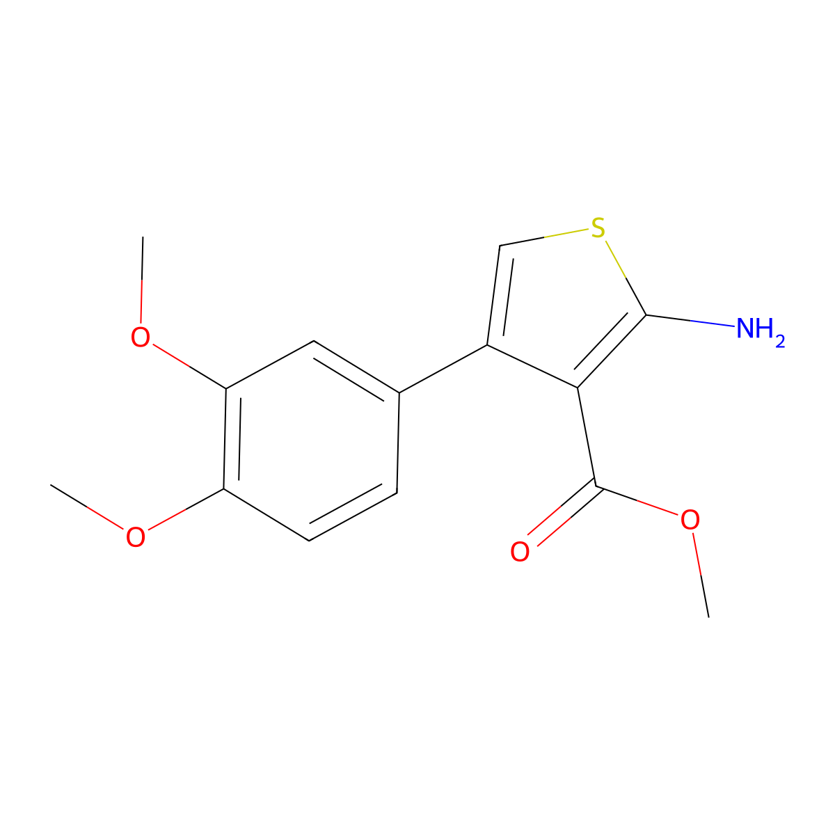 Methyl 2-amino-4-(3,4-dimethoxyphenyl)-3-thiophenecarboxylate molecular structure, CAS 350997-14-7