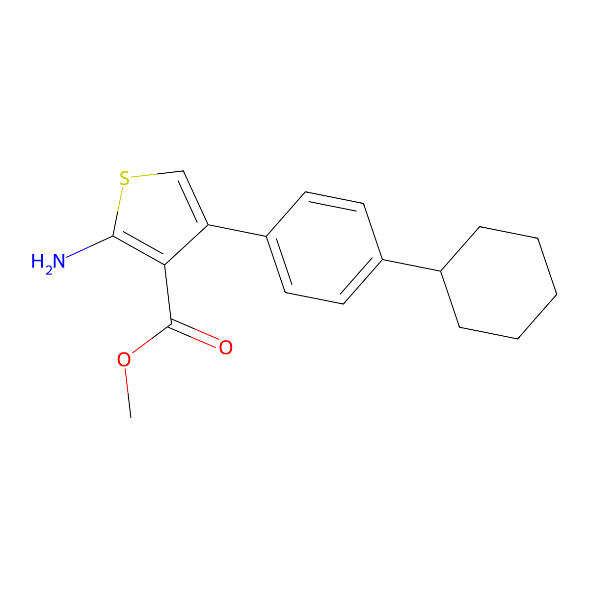 Methyl 2-amino-4-(4-cyclohexylphenyl)thiophene-3-carboxylate molecular structure, CAS 350997-15-8