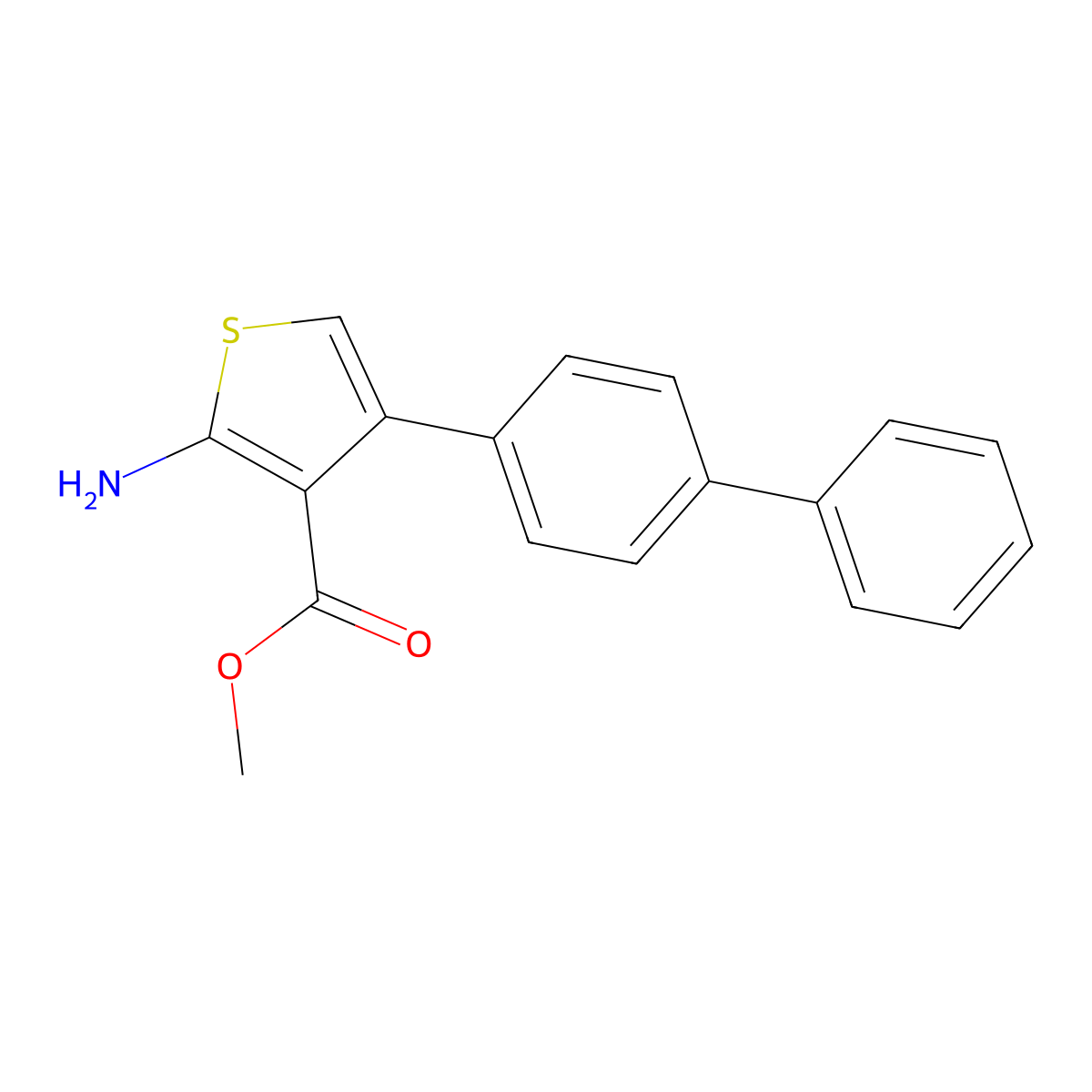Methyl 2-amino-4-[1,1'-biphenyl]-4-yl-3-thiophenecarboxylate molecular structure, CAS 350997-16-9