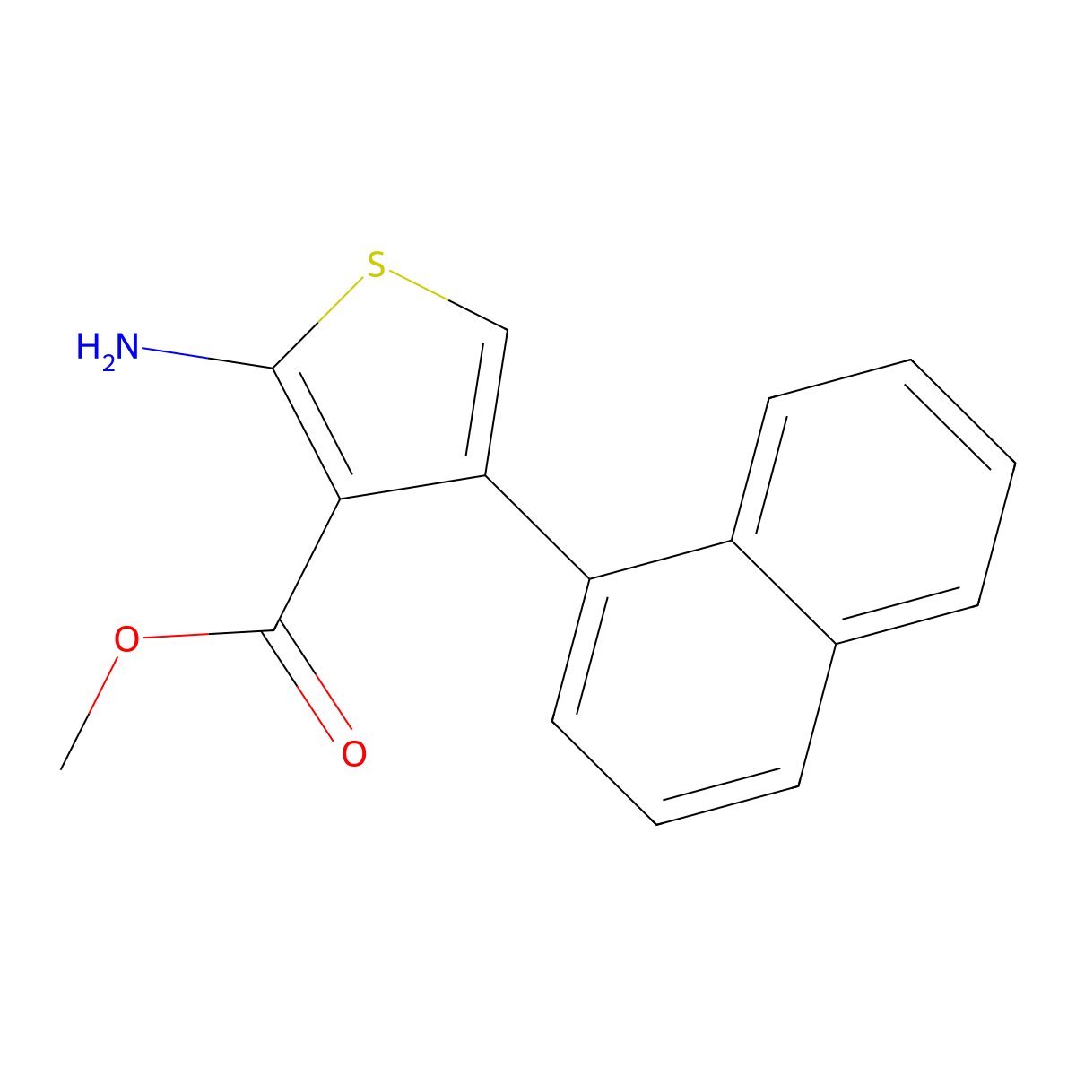 Methyl 2-amino-4-(naphthalen-1-yl)thiophene-3-carboxylate molecular structure, CAS 350997-17-0
