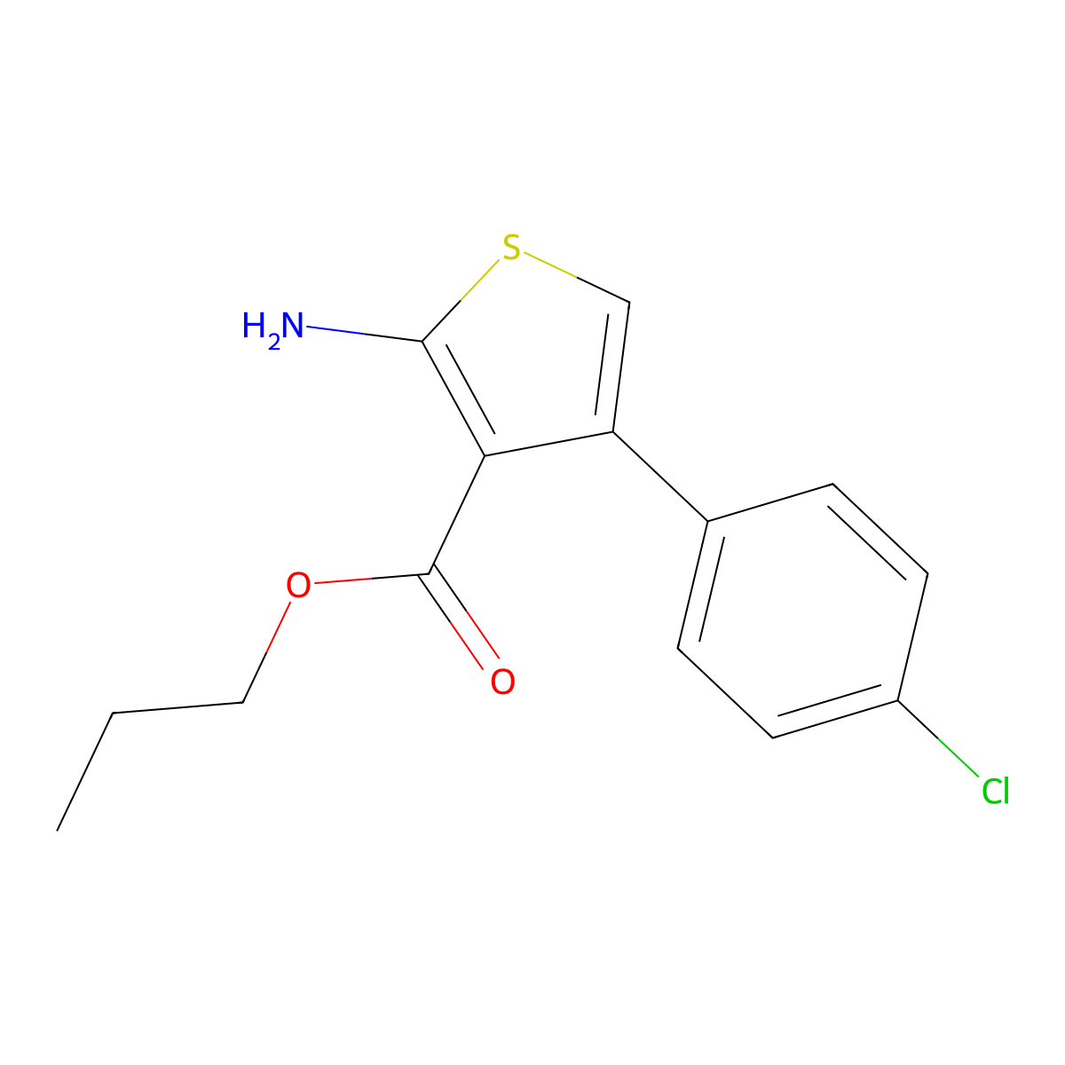 Propyl 2-amino-4-(4-chlorophenyl)thiophene-3-carboxylate molecular structure, CAS 350997-20-5