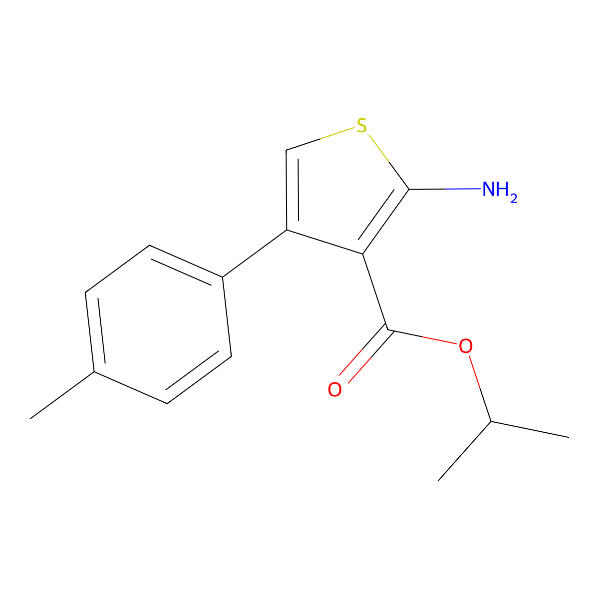 Isopropyl 2-amino-4-(4-methylphenyl)thiophene-3-carboxylate molecular structure, CAS 350997-25-0