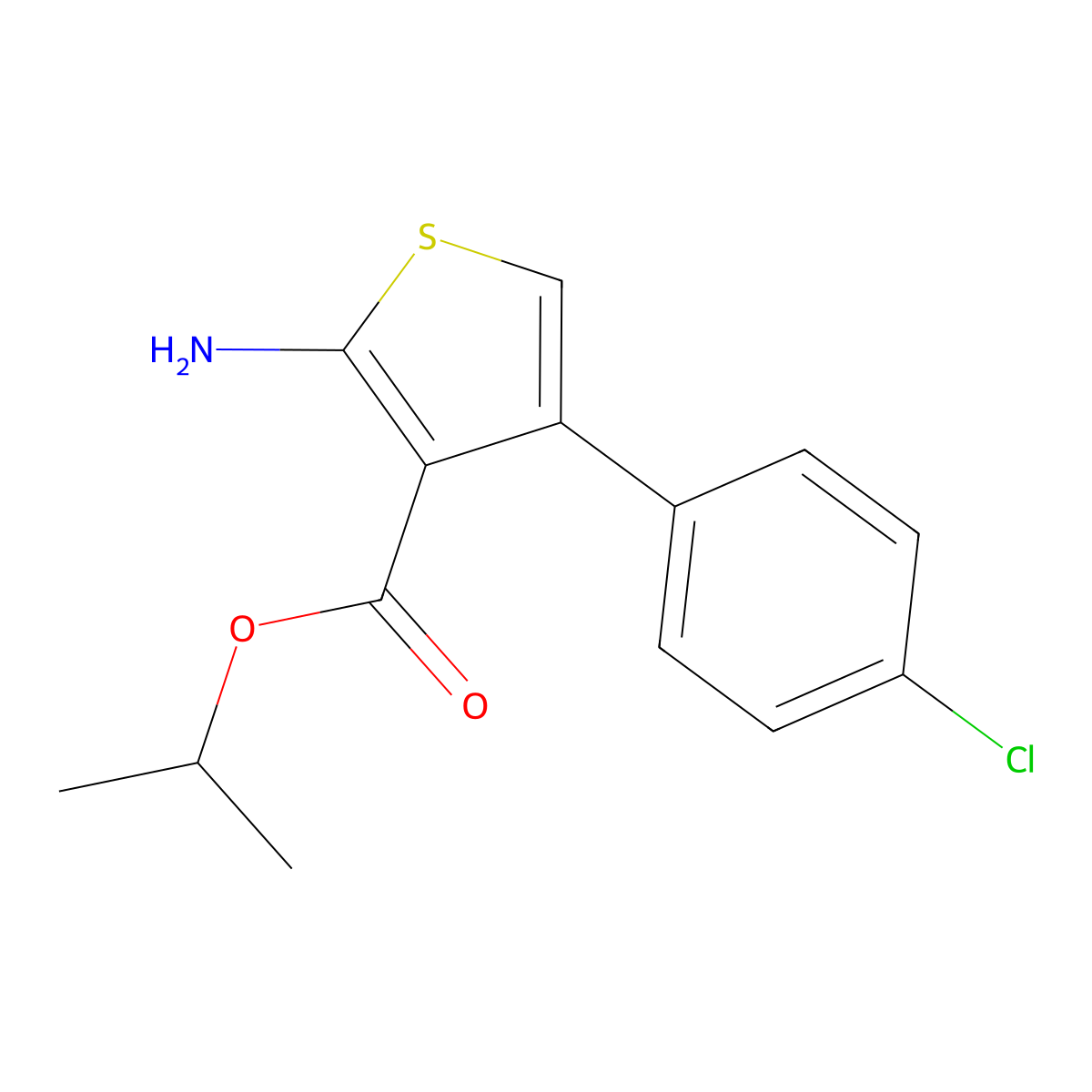 Isopropyl 2-amino-4-(4-chlorophenyl)thiophene-3-carboxylate molecular structure, CAS 350997-26-1