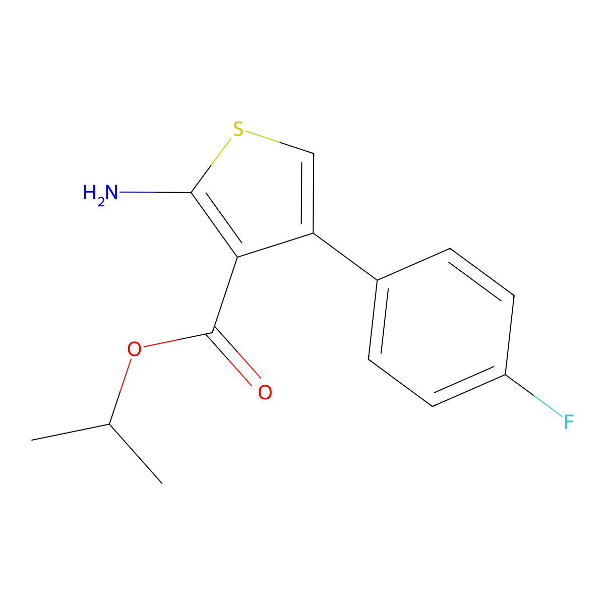 Isopropyl 2-amino-4-(4-fluorophenyl)thiophene-3-carboxylate molecular structure, CAS 350997-28-3