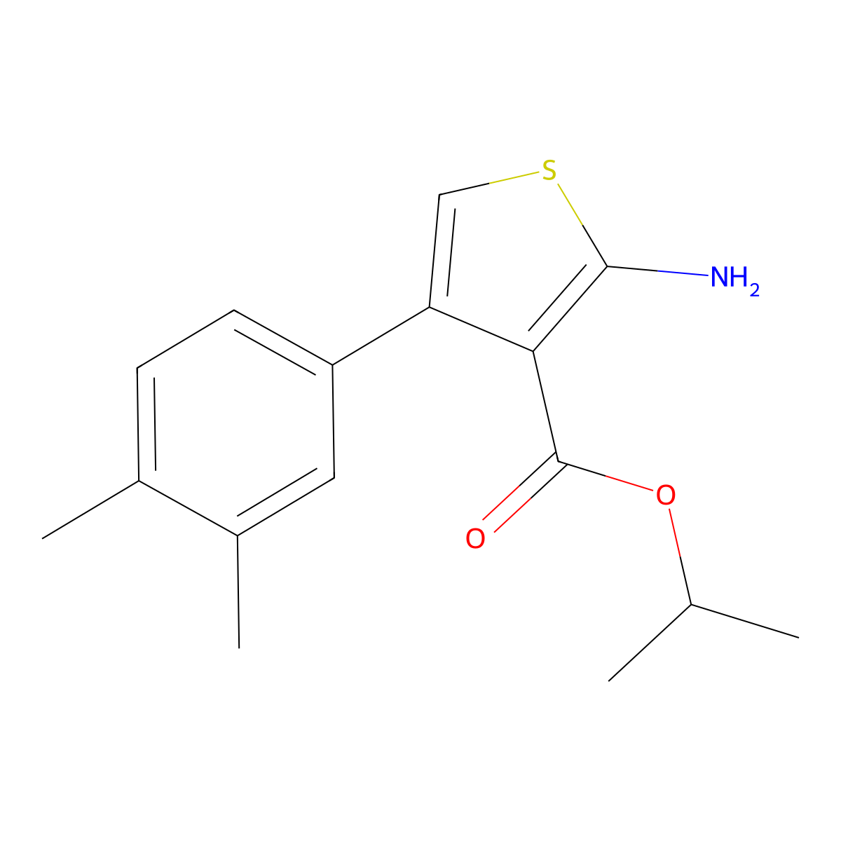 Isopropyl 2-amino-4-(3,4-dimethylphenyl)thiophene-3-carboxylate molecular structure, CAS 350997-29-4