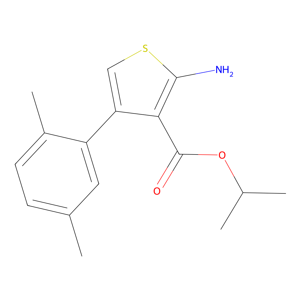 Isopropyl 2-amino-4-(2,5-dimethylphenyl)thiophene-3-carboxylate molecular structure, CAS 350997-30-7