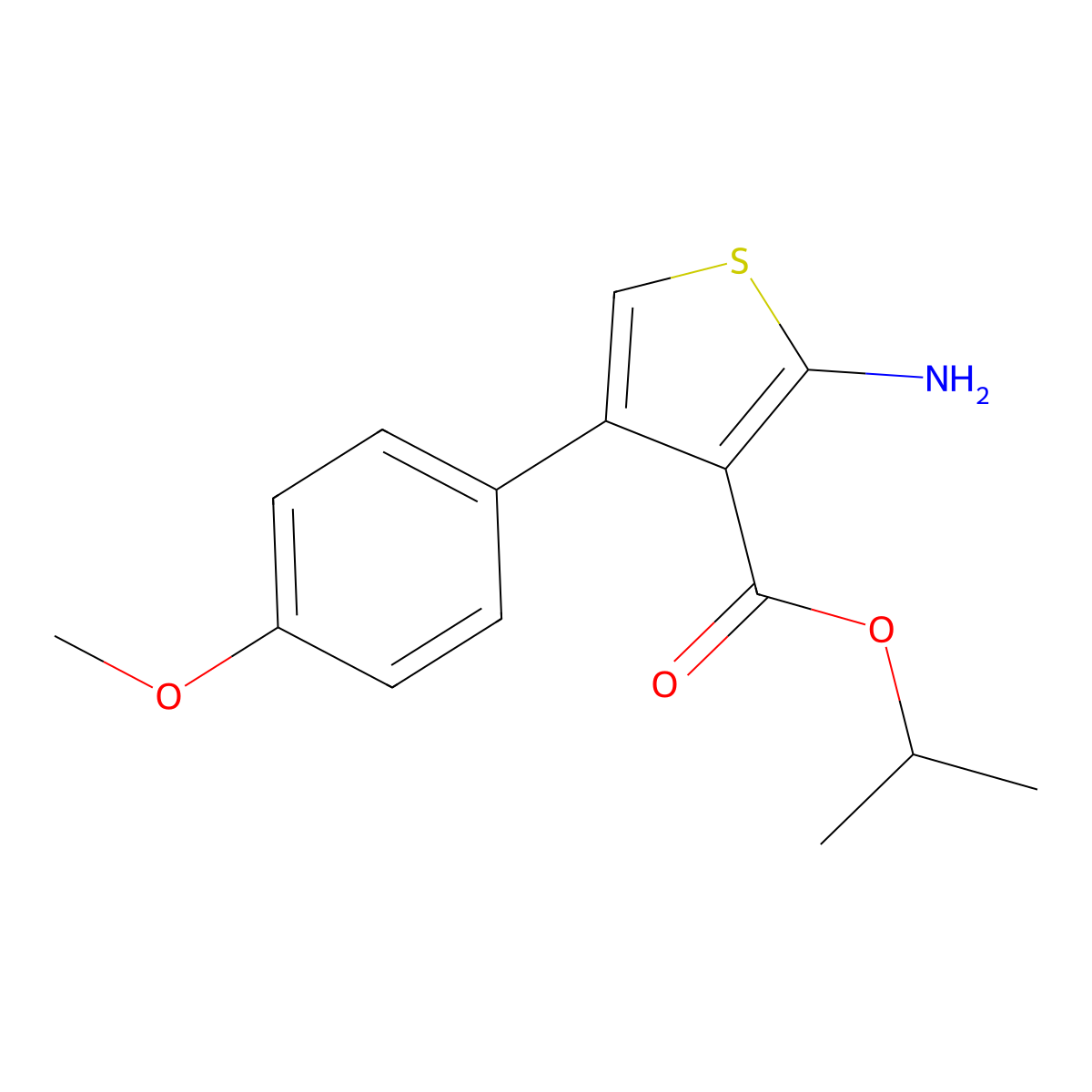 Isopropyl 2-amino-4-(4-methoxyphenyl)thiophene-3-carboxylate molecular structure, CAS 350997-31-8