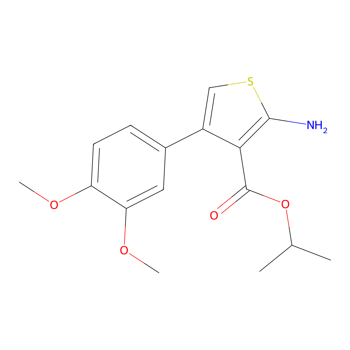 Isopropyl 2-amino-4-(3,4-dimethoxyphenyl)thiophene-3-carboxylate molecular structure, CAS 350997-33-0