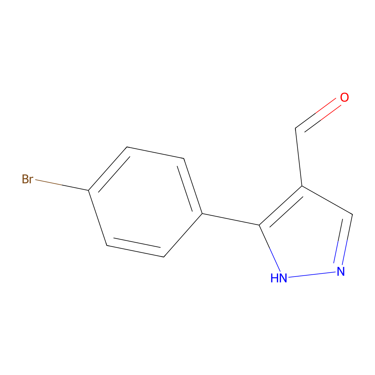 3-(4-bromophenyl)-1H-pyrazole-4-carbaldehyde molecular structure, CAS 350997-68-1