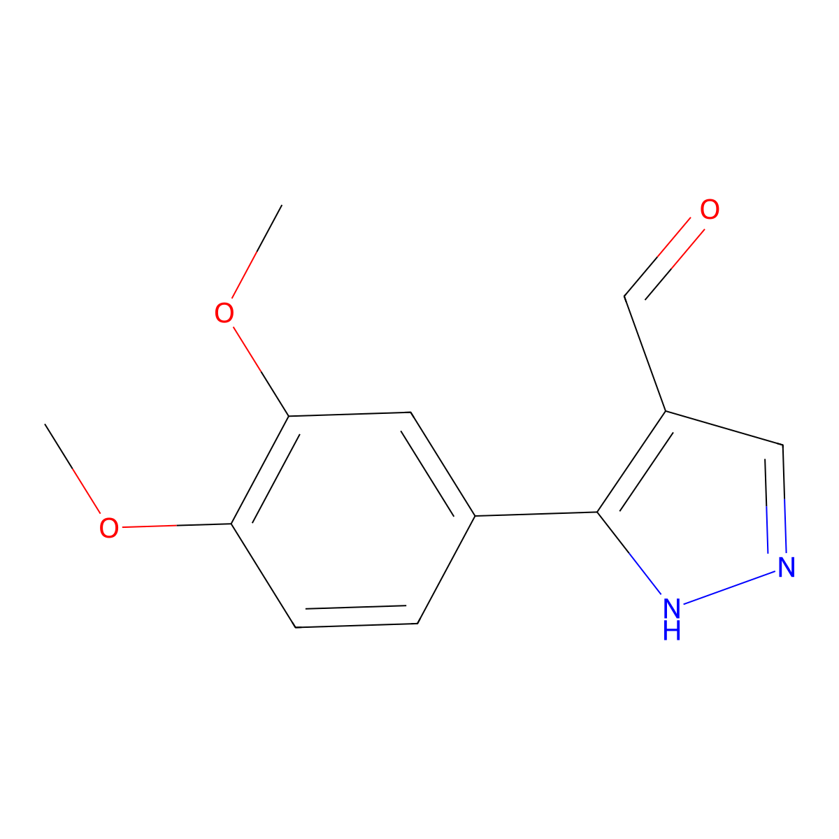 3-(3,4-dimethoxyphenyl)-1H-pyrazole-4-carbaldehyde molecular structure, CAS 350997-69-2