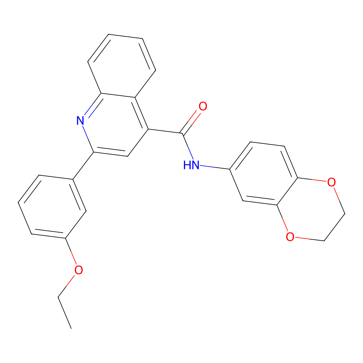 N-(2,3-dihydro-1,4-benzodioxin-6-yl)-2-(3-ethoxyphenyl)-4-quinolinecarboxamide molecular structure, CAS 350997-87-4