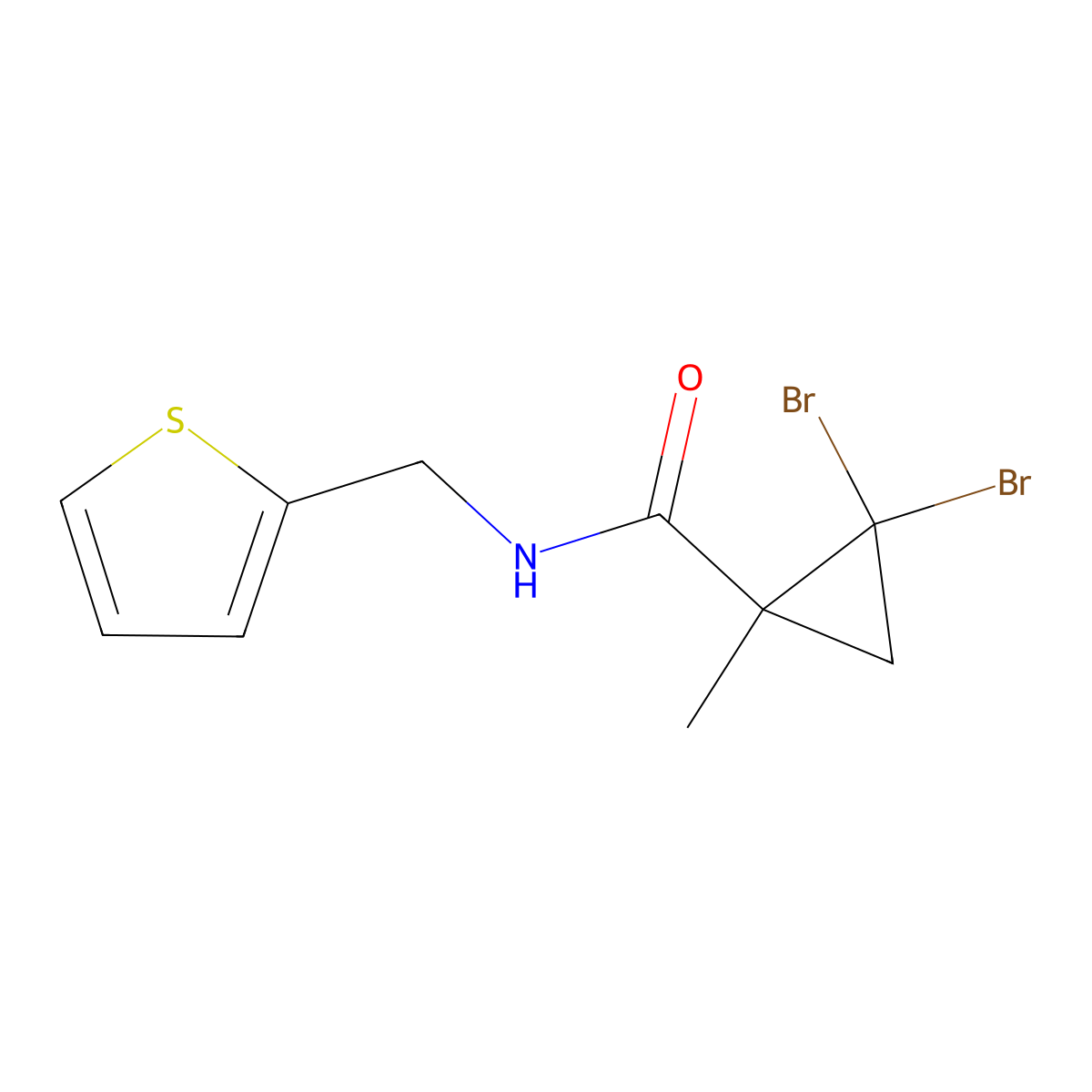 2,2-dibromo-1-methyl-N-(thiophen-2-ylmethyl)cyclopropane-1-carboxamide molecular structure, CAS 350997-93-2