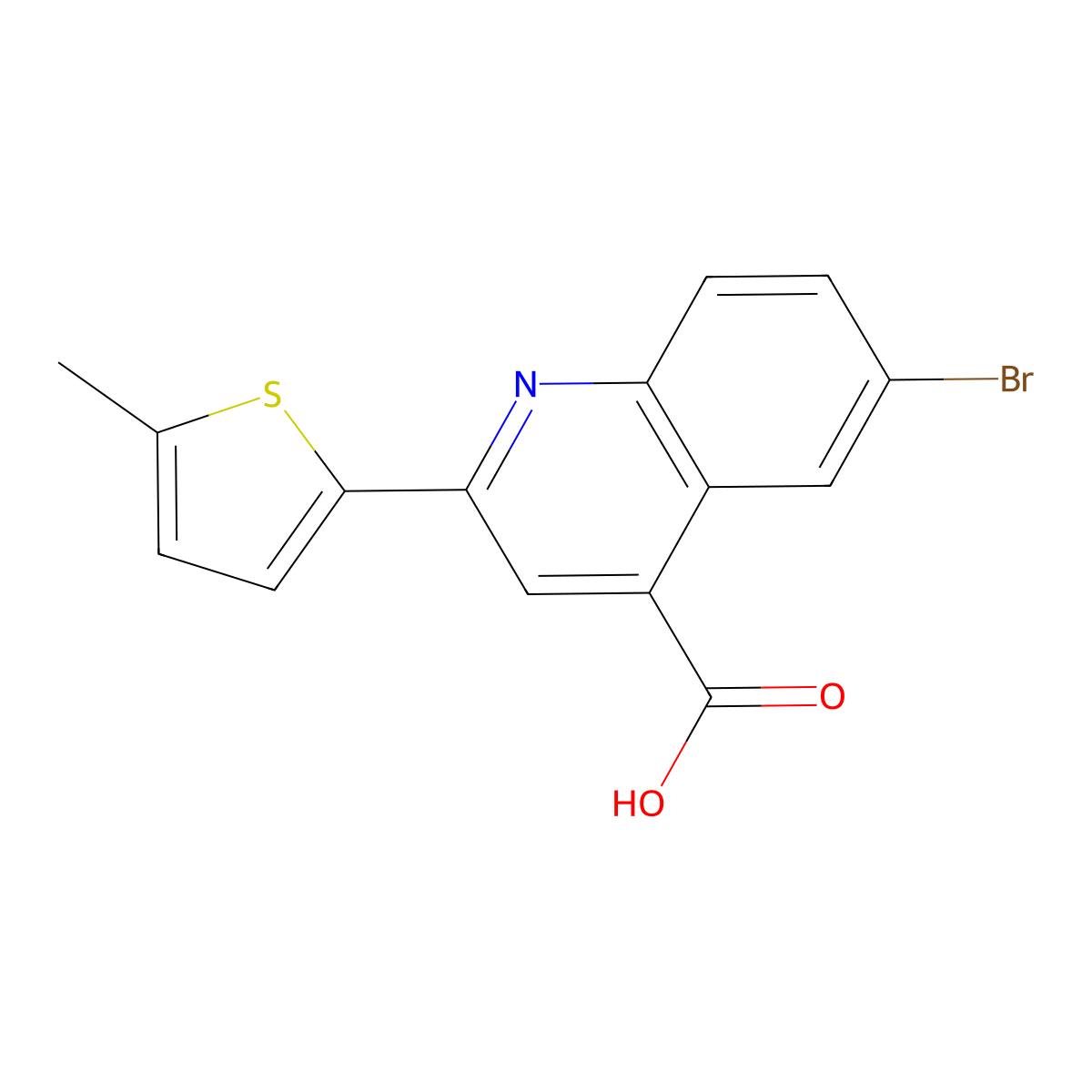 6-Bromo-2-(5-methylthiophen-2-yl)quinoline-4-carboxylic acid molecular structure, CAS 350998-05-9