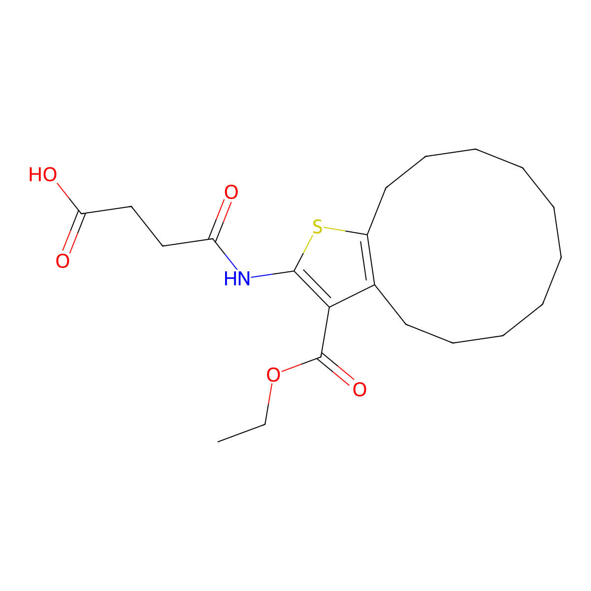 4-{[3-(Ethoxycarbonyl)-4,5,6,7,8,9,10,11,12,13-decahydrocyclododeca[b]thiophen-2-yl]amino}-4-oxobutanoic acid molecular structure, CAS 350998-78-6
