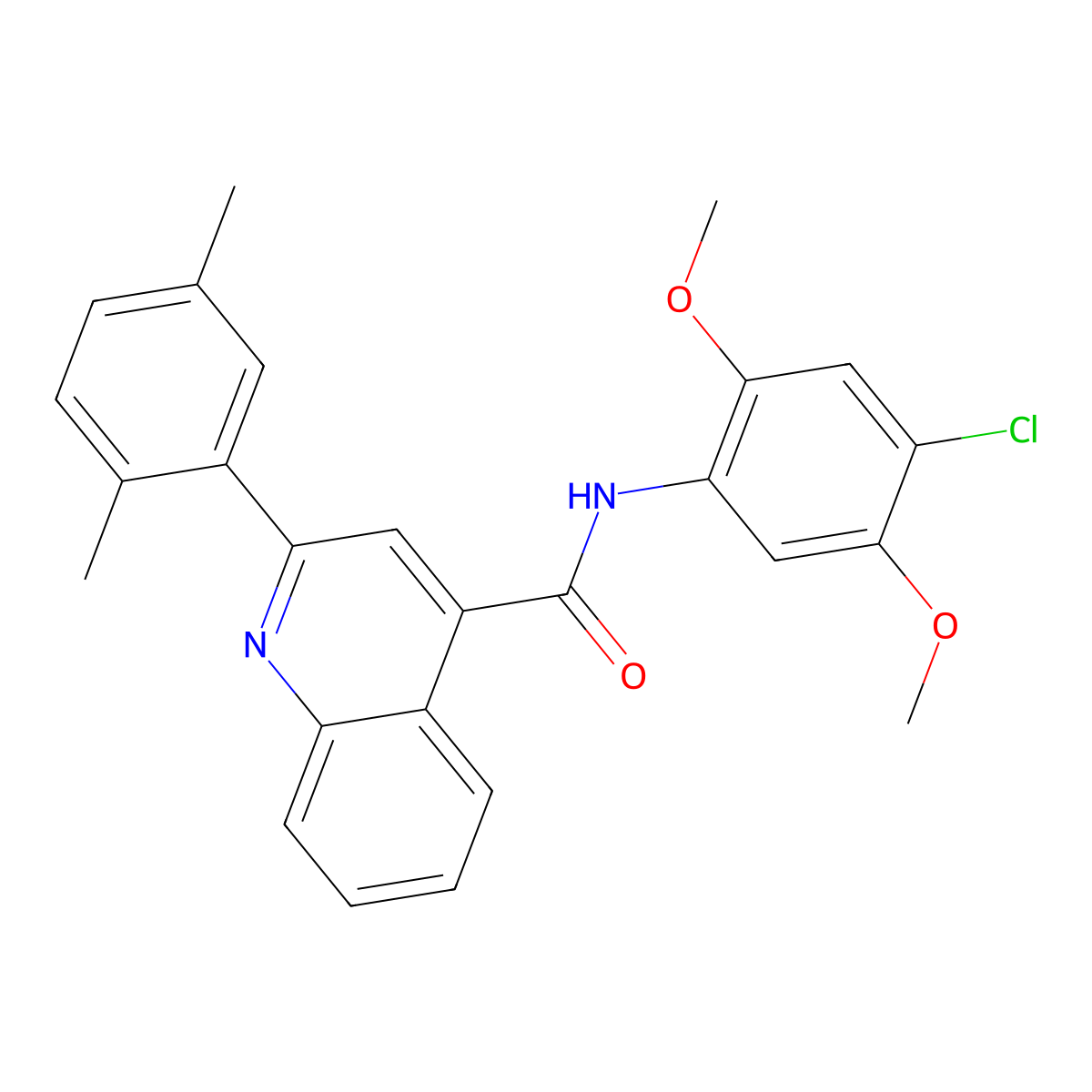 N-(4-chloro-2,5-dimethoxyphenyl)-2-(2,5-dimethylphenyl)quinoline-4-carboxamide molecular structure, CAS 350999-39-2