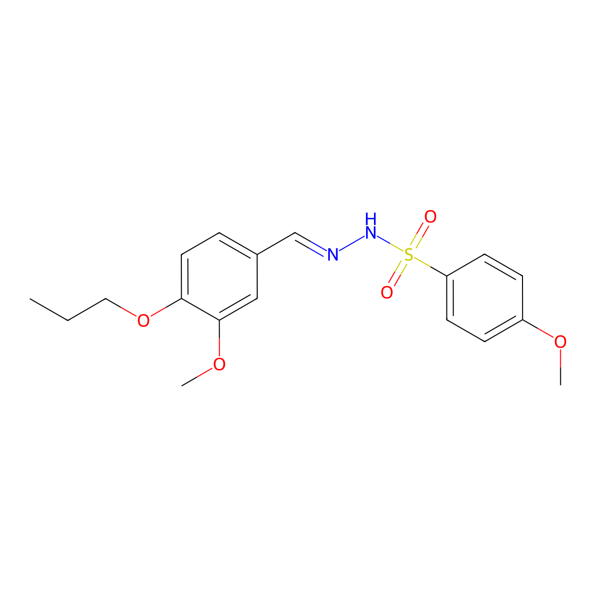 4-methoxy-N'-(3-methoxy-4-propoxybenzylidene)benzenesulfonohydrazide molecular structure, CAS 350999-46-1