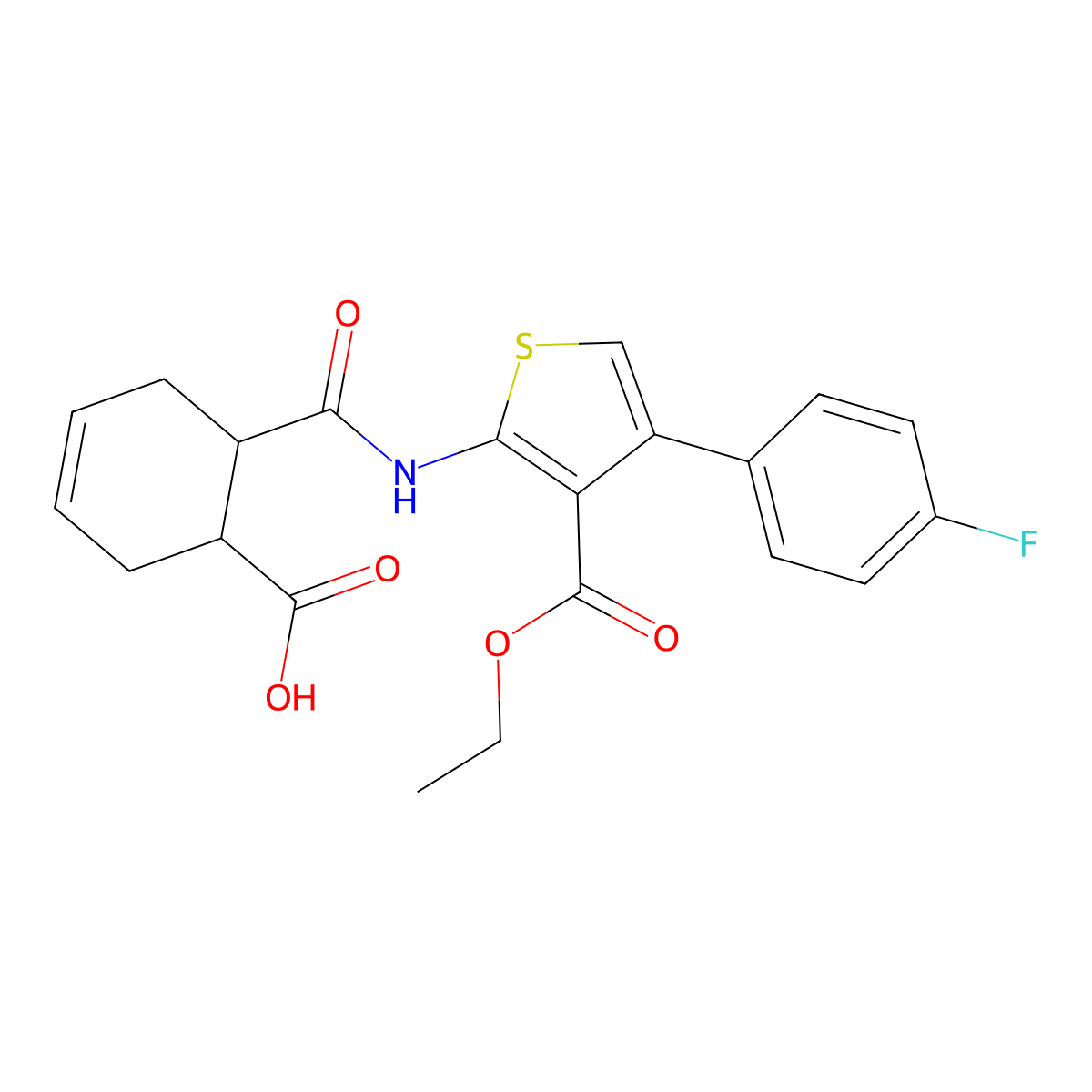 6-({[3-(Ethoxycarbonyl)-4-(4-fluorophenyl)-2-thienyl]amino}carbonyl)-3-cyclohexene-1-carboxylic acid molecular structure, CAS 350999-74-5