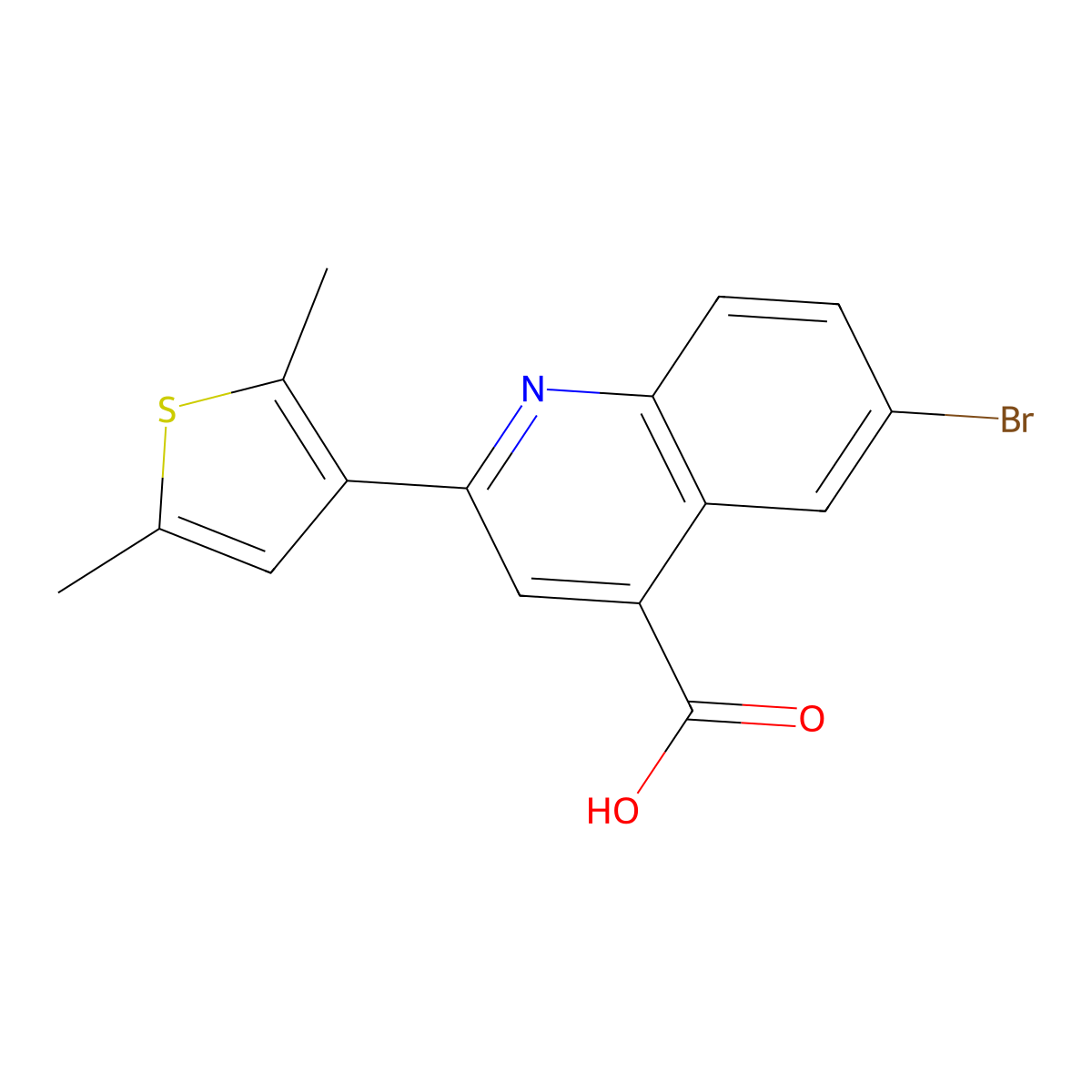 6-Bromo-2-(2,5-dimethylthiophen-3-yl)quinoline-4-carboxylic acid molecular structure, CAS 350999-86-9