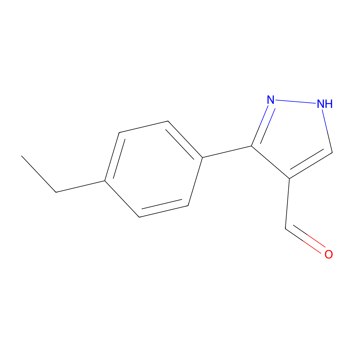 3-(4-ethylphenyl)-1H-pyrazole-4-carbaldehyde molecular structure, CAS 350999-89-2
