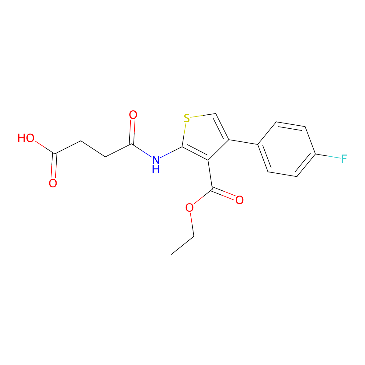3-{N-[3-(ethoxycarbonyl)-4-(4-fluorophenyl)-2-thienyl]carbamoyl}propanoic acid molecular structure, CAS 350999-94-9