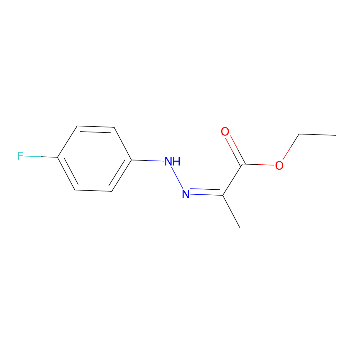 Ethyl 2-[(4-fluorophenyl)hydrazinylidene]propanoate molecular structure, CAS 351-64-4