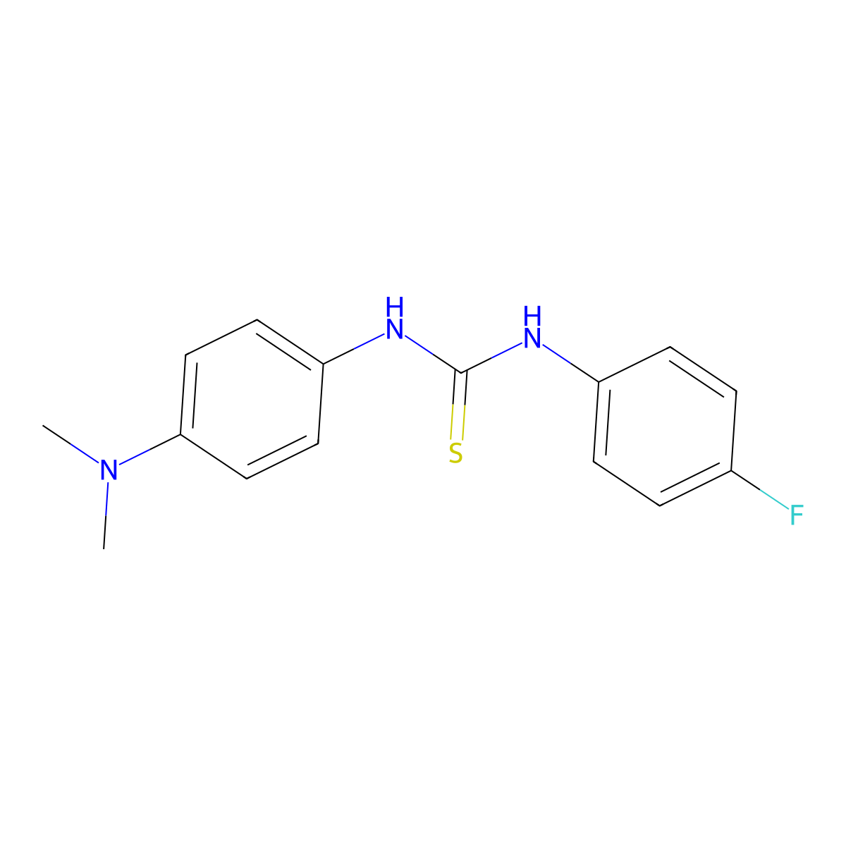 1-[4-(Dimethylamino)phenyl]-3-(4-fluorophenyl)thiourea molecular structure, CAS 351-89-3
