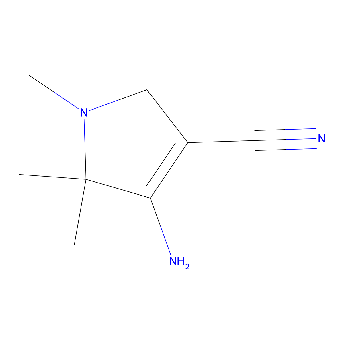 4-amino-1,5,5-trimethyl-2,5-dihydro-1H-pyrrole-3-carbonitrile molecular structure, CAS 3510-38-1