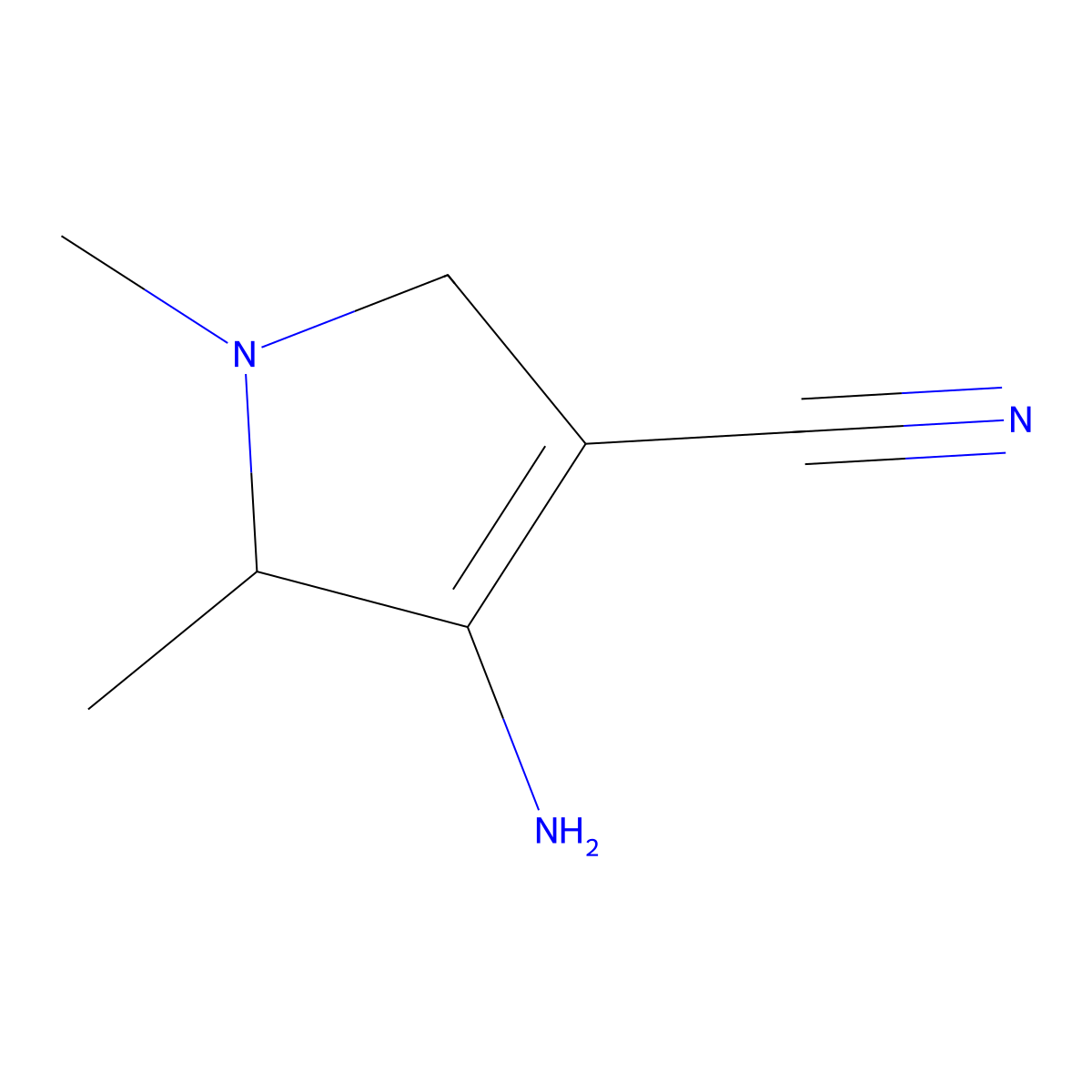 4-amino-1,5-dimethyl-2,5-dihydro-1H-pyrrole-3-carbonitrile molecular structure, CAS 3510-39-2