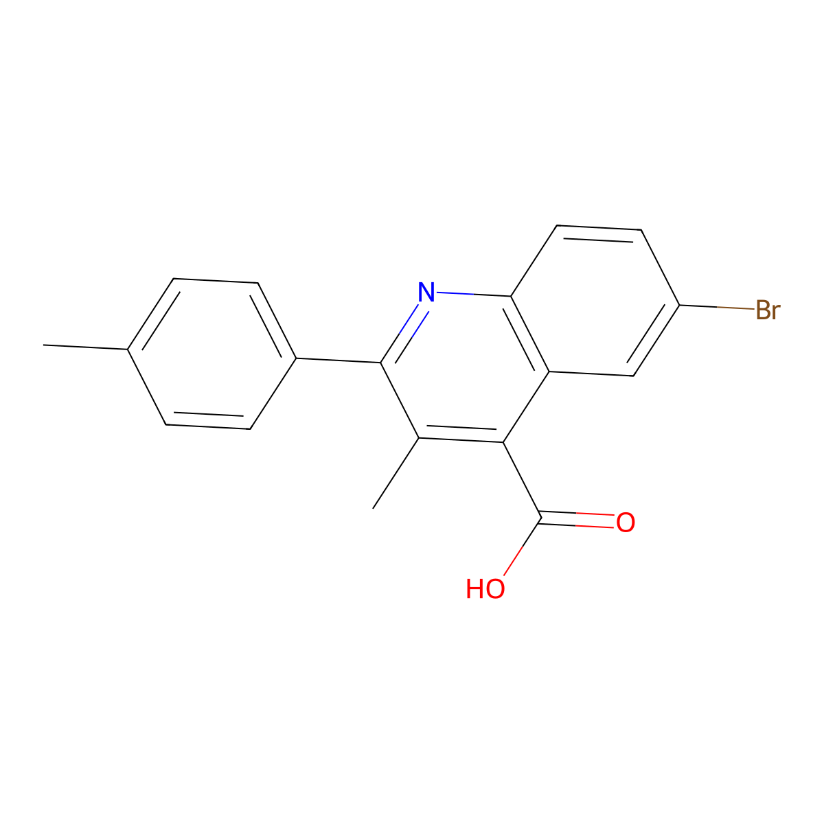 6-Bromo-3-methyl-2-(4-methylphenyl)quinoline-4-carboxylic acid molecular structure, CAS 351000-02-7