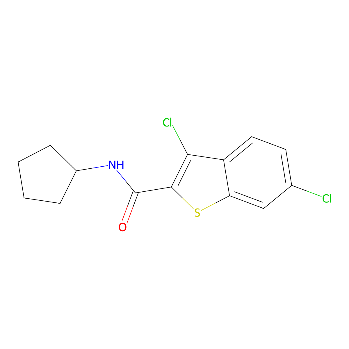 3,6-dichloro-N-cyclopentyl-1-benzothiophene-2-carboxamide molecular structure, CAS 351000-05-0