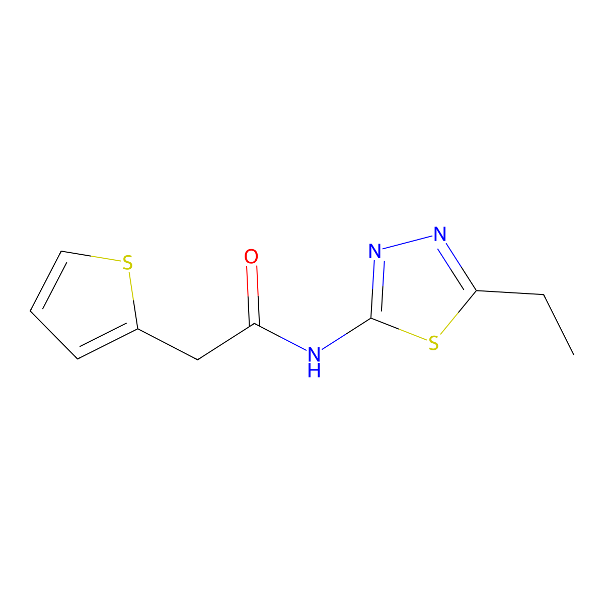 N-(5-ethyl-1,3,4-thiadiazol-2-yl)-2-thiophen-2-ylacetamide molecular structure, CAS 351000-12-9