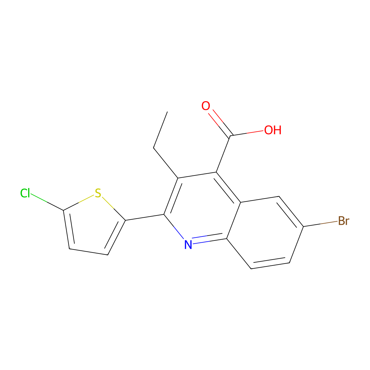 6-Bromo-2-(5-chlorothiophen-2-yl)-3-ethylquinoline-4-carboxylic acid molecular structure, CAS 351000-16-3