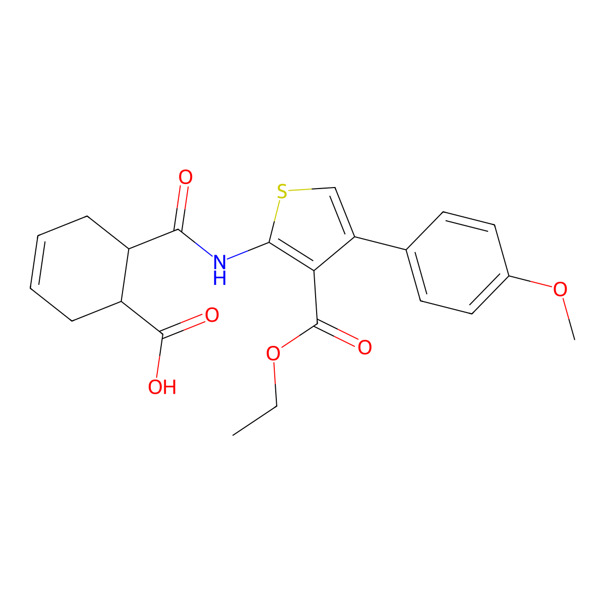 6-{[3-(Ethoxycarbonyl)-4-(4-methoxyphenyl)thiophen-2-yl]carbamoyl}cyclohex-3-ene-1-carboxylic acid molecular structure, CAS 351000-41-4