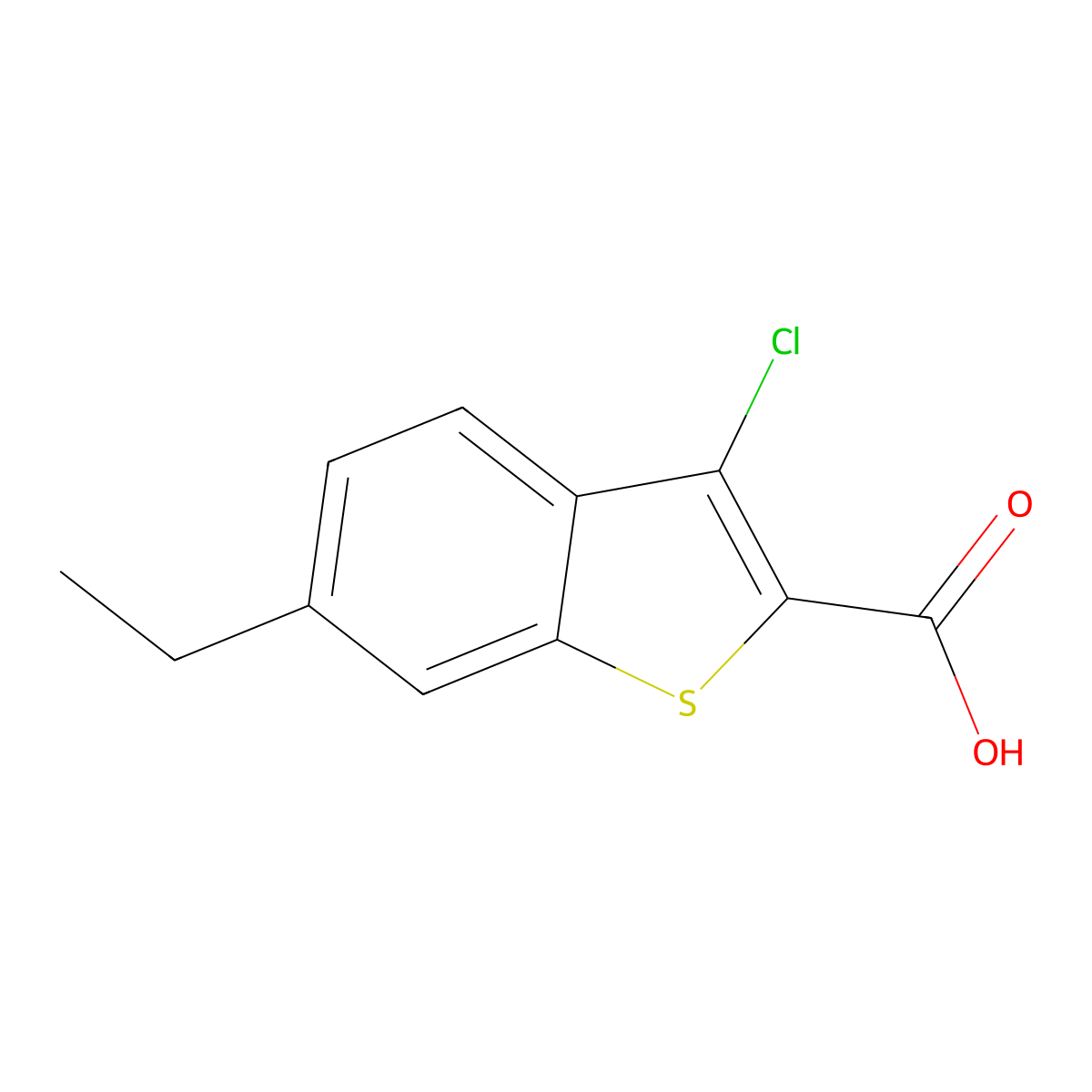 3-Chloro-6-ethyl-1-benzothiophene-2-carboxylic acid molecular structure, CAS 351000-45-8