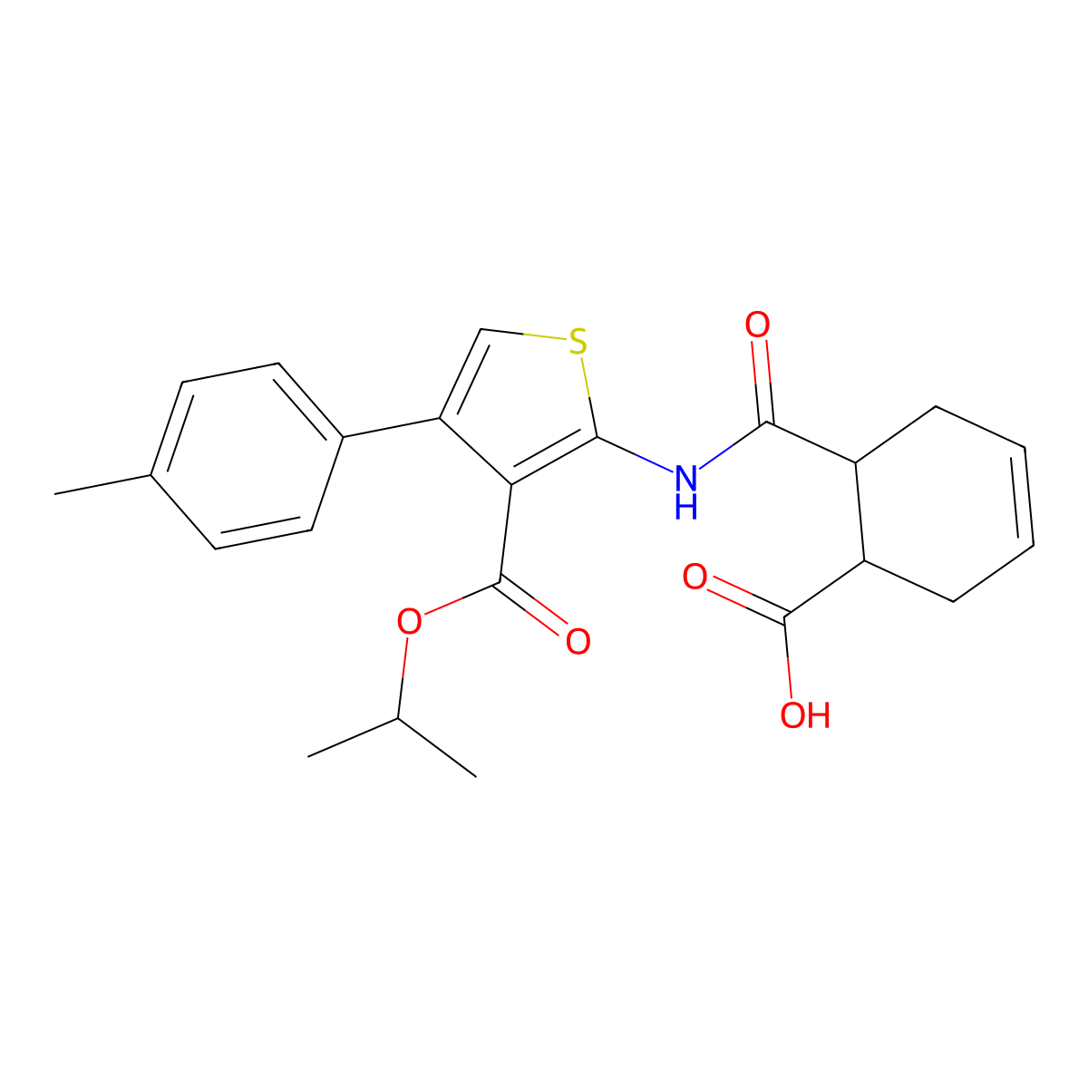 6-({[3-(Isopropoxycarbonyl)-4-(4-methylphenyl)thien-2-yl]amino}carbonyl)cyclohex-3-ene-1-carboxylic acid molecular structure, CAS 351000-50-5