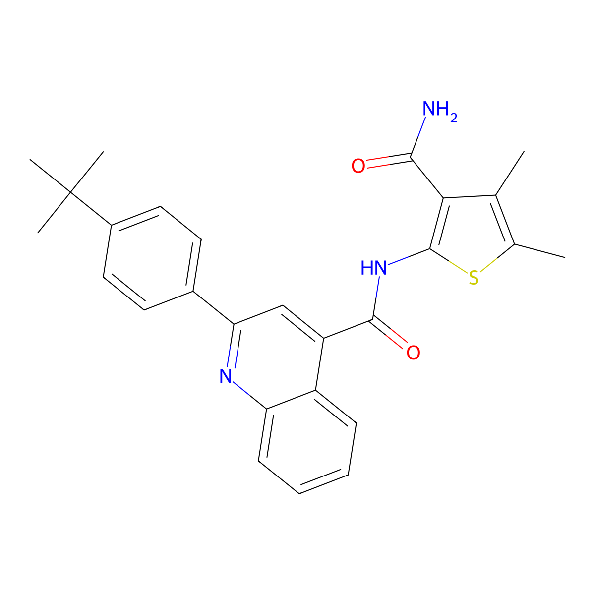2-(4-tert-butylphenyl)-N-(3-carbamoyl-4,5-dimethylthiophen-2-yl)quinoline-4-carboxamide molecular structure, CAS 351000-53-8