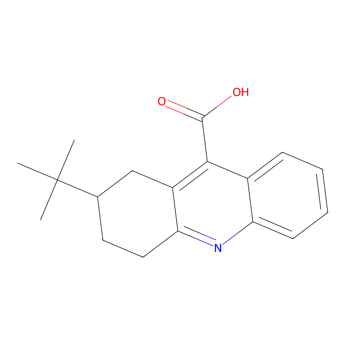 2-Tert-butyl-1,2,3,4-tetrahydroacridine-9-carboxylic acid molecular structure, CAS 351000-76-5