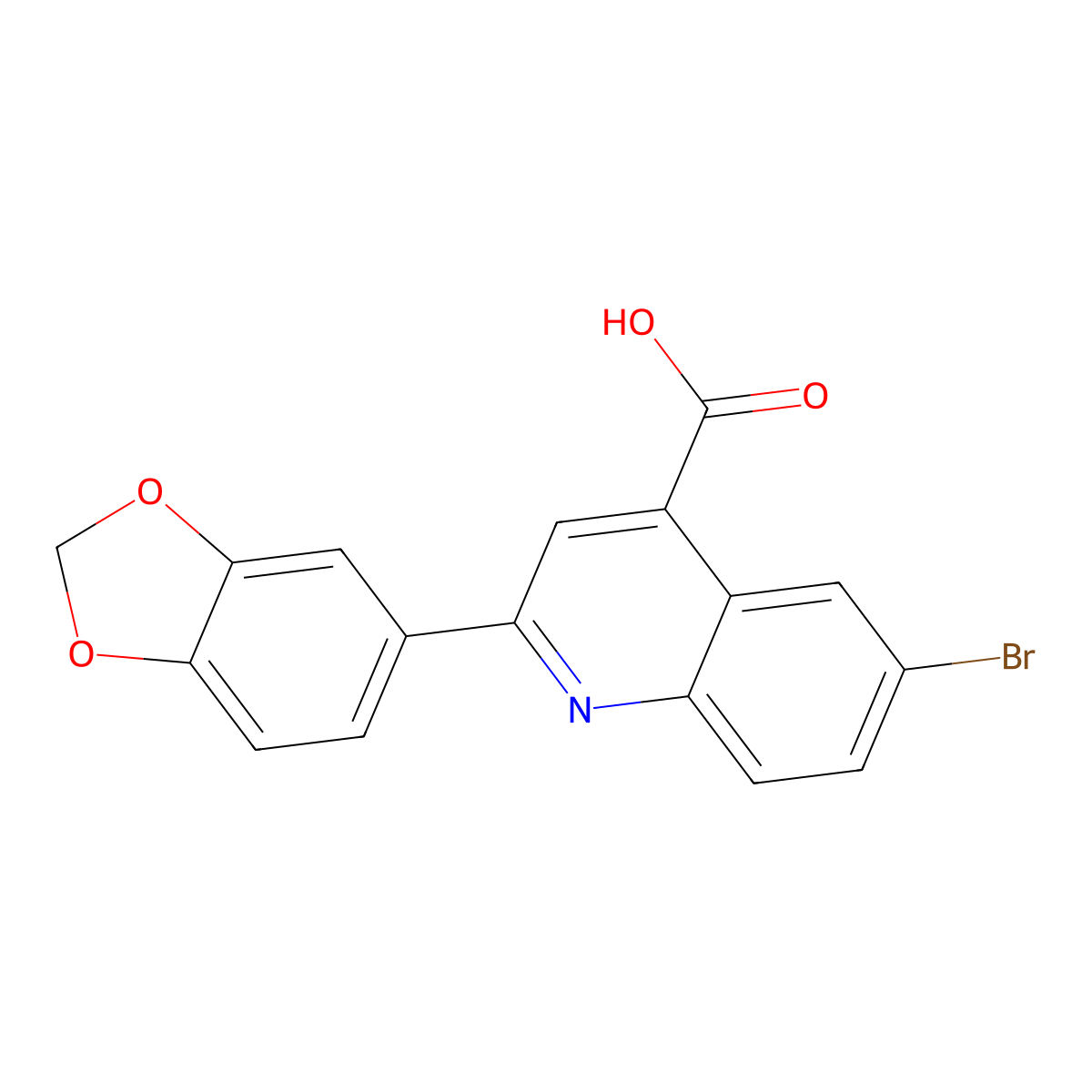 2-(1,3-Benzodioxol-5-yl)-6-bromoquinoline-4-carboxylic acid molecular structure, CAS 351000-81-2