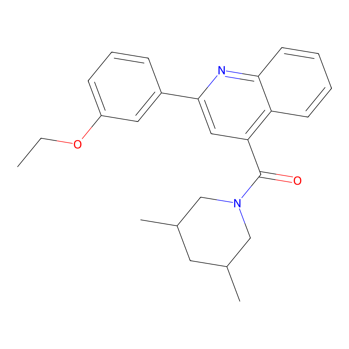 (3,5-Dimethylpiperidin-1-yl)-[2-(3-ethoxyphenyl)quinolin-4-yl]methanone molecular structure, CAS 351000-95-8