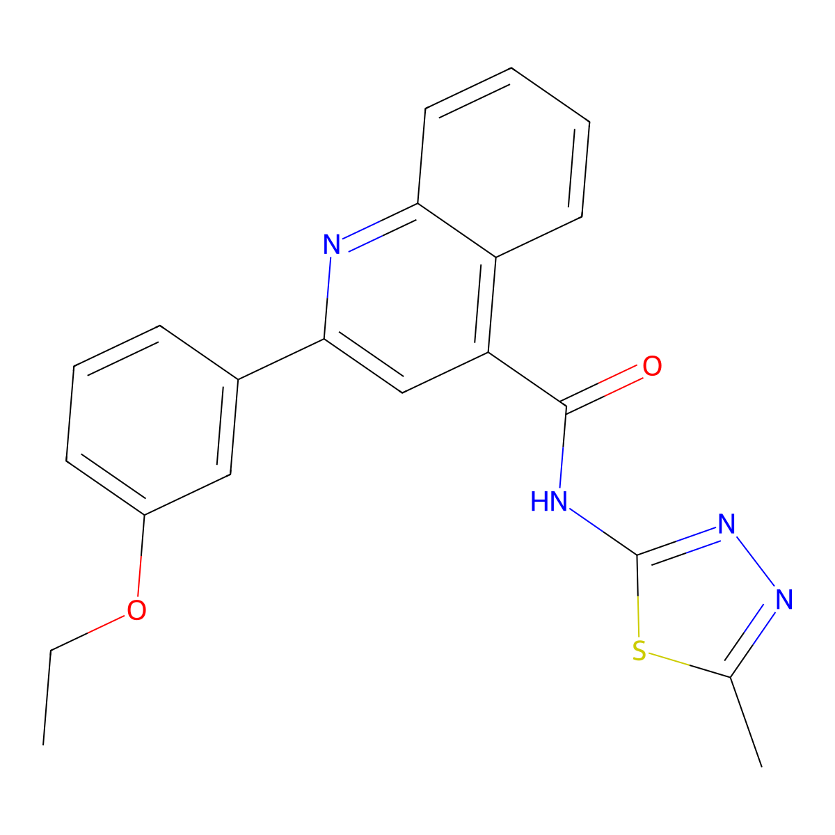 2-(3-ethoxyphenyl)-N-(5-methyl-1,3,4-thiadiazol-2-yl)quinoline-4-carboxamide molecular structure, CAS 351001-09-7