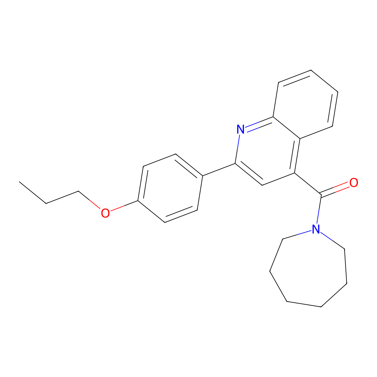 Azepan-1-yl-[2-(4-propoxyphenyl)quinolin-4-yl]methanone molecular structure, CAS 351001-12-2