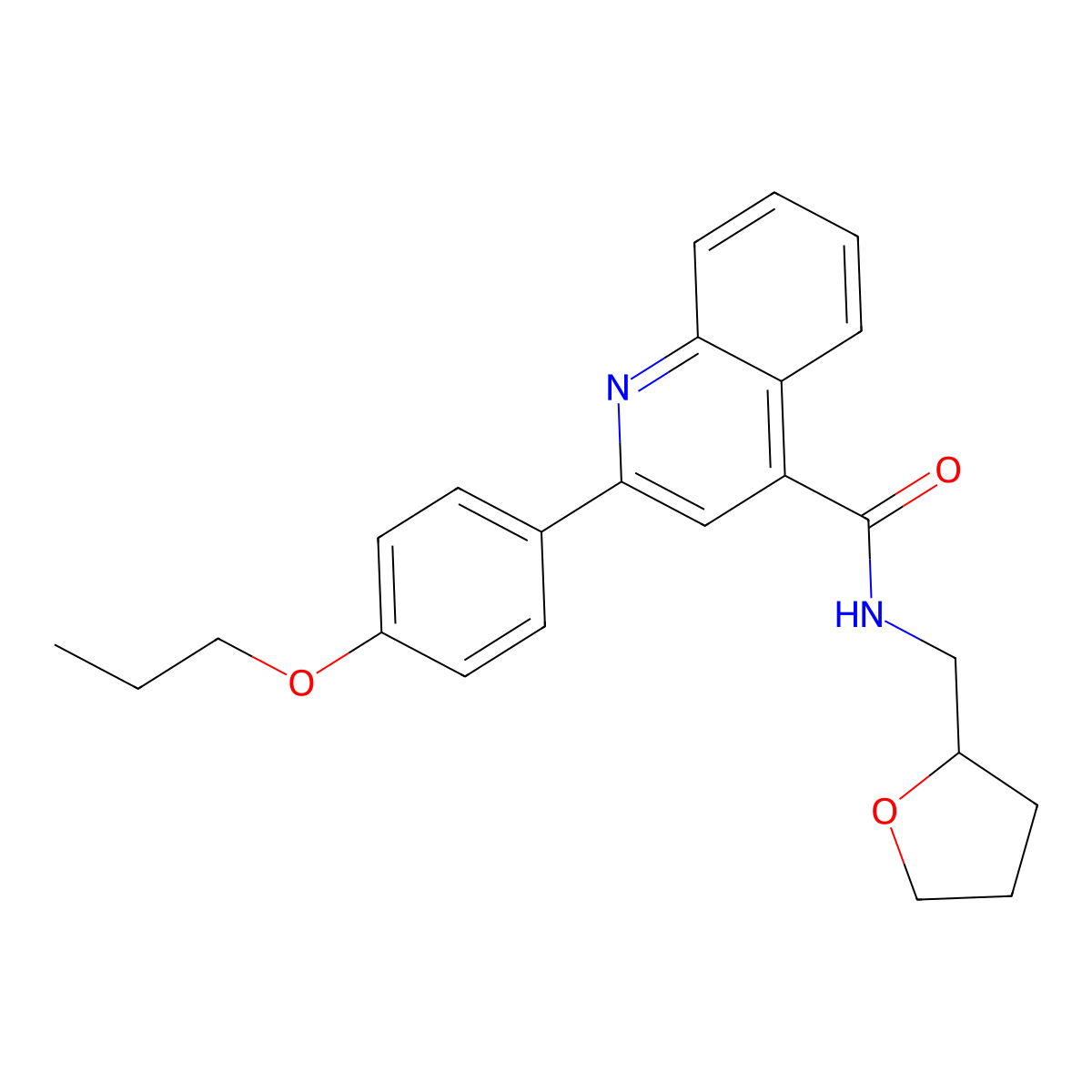 N-(oxolan-2-ylmethyl)-2-(4-propoxyphenyl)quinoline-4-carboxamide molecular structure, CAS 351001-20-2