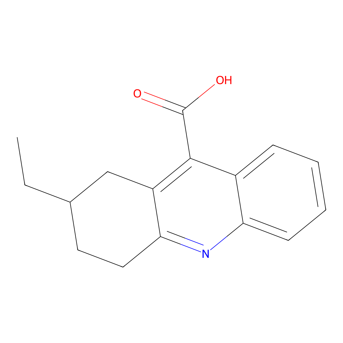 2-Ethyl-1,2,3,4-tetrahydroacridine-9-carboxylic acid molecular structure, CAS 351001-24-6