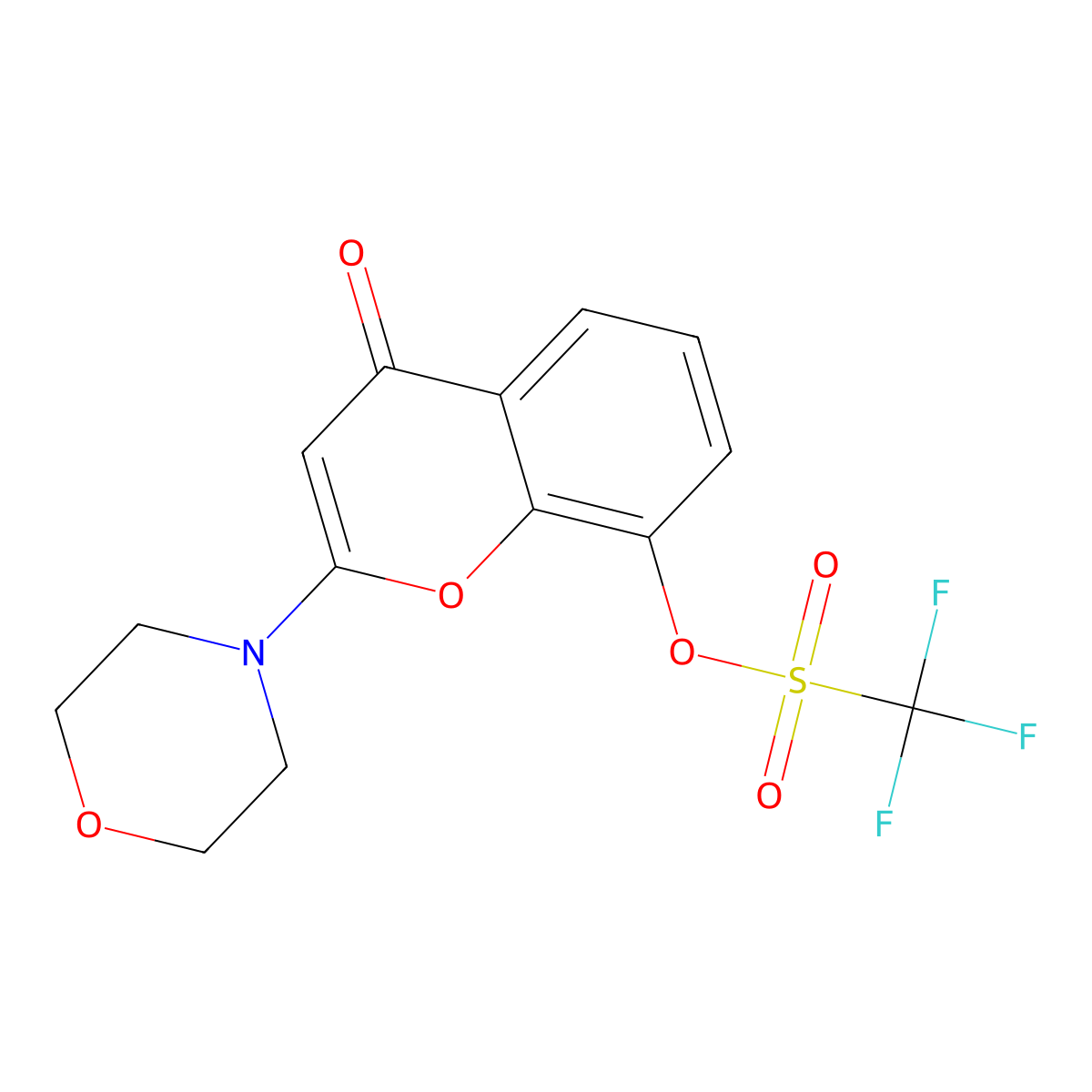 trifluoro-methanesulfonic acid 2-morpholin-4-yl-4-oxo-4H-chromen-8-yl ester molecular structure, CAS 351002-11-4