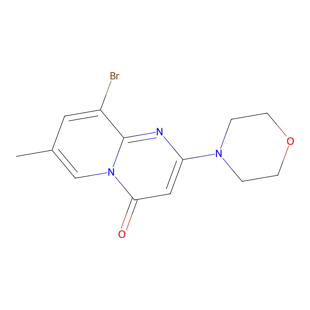9-bromo-7-methyl-2-morpholino-4H-pyrido[1,2-a]pyrimidin-4-one molecular structure, CAS 351002-16-9