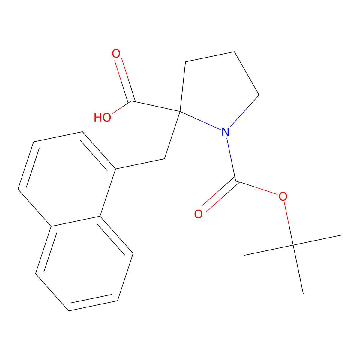 1-[(2-methylpropan-2-yl)oxycarbonyl]-2-(naphthalen-1-ylmethyl)pyrrolidine-2-carboxylic Acid molecular structure, CAS 351002-65-8