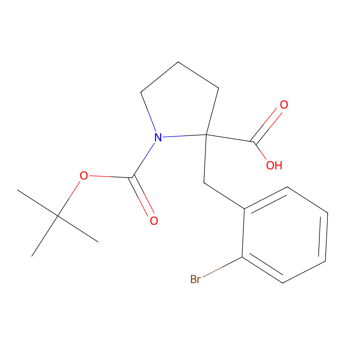 1-Boc-2-(2-bromobenzyl)-2-pyrrolidinecarboxylic acid molecular structure, CAS 351002-85-2
