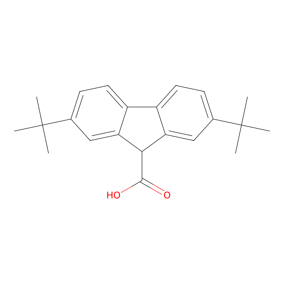 2,7-Di-tert-butylfluorene-9-carboxylic acid molecular structure, CAS 351003-13-9