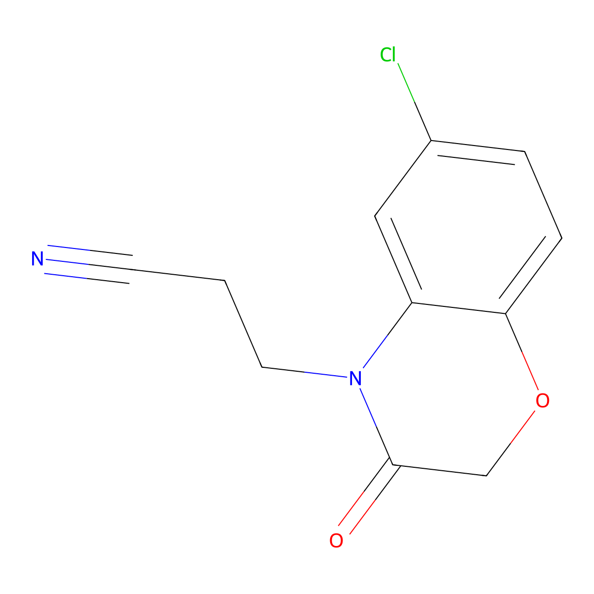 3-(6-Chloro-3-oxo-1,4-benzoxazin-4-yl)propanenitrile molecular structure, CAS 351003-20-8